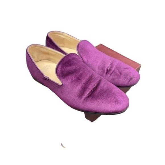 Royal Swank Purple Crushed Velvet Slip On Loafers driving shoes moccasins shoe 9 - Picture 1 of 9